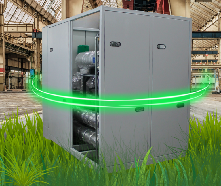 Eine Anlage, die auf Gras steht und von einem grünen Band umgeben ist