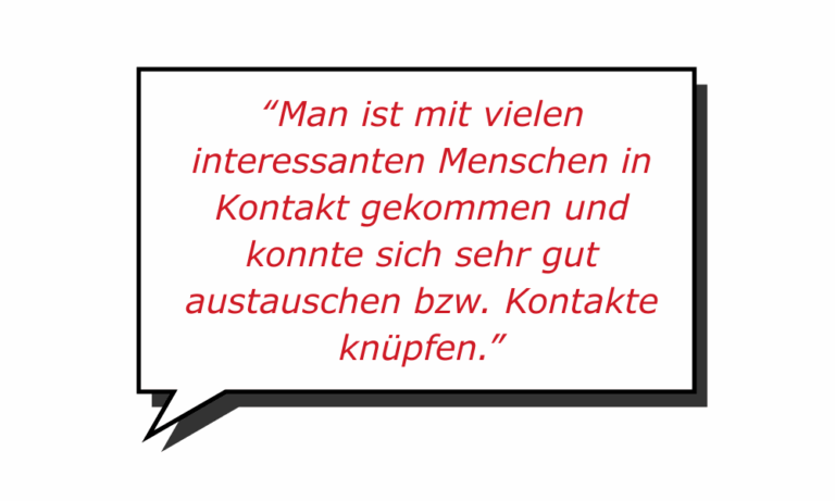 Sprechblase mit Teilnehmerzitat